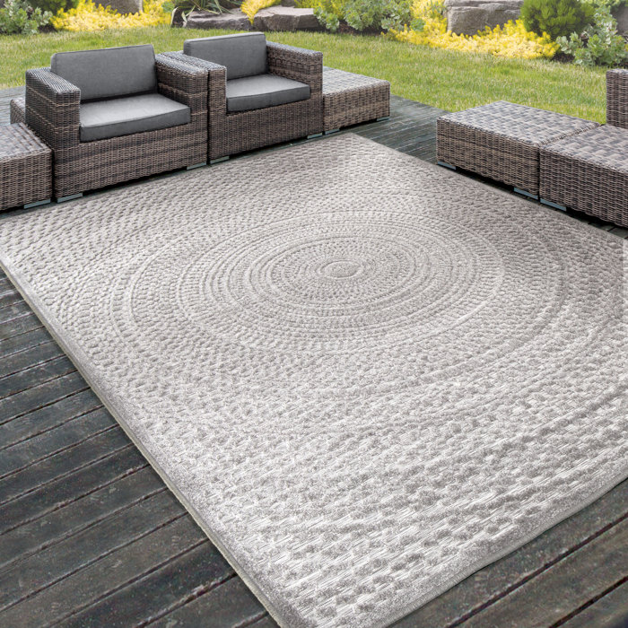 Sol 72 Outdoor™ Tapis d'intérieur / extérieur géométrique gris Adda